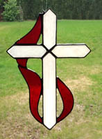 stained glass Cross & Flame suncatcher