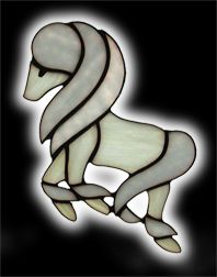 stained glass Leaping Pony suncatcher