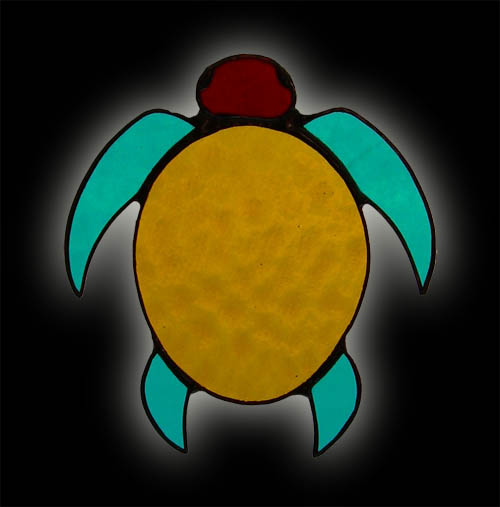 Native American Inspired Turtle Symbol Stained Glass Suncatcher