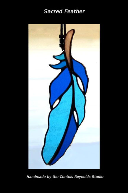 Native American Inspired Spirit Feather Stained Glass Suncatcher