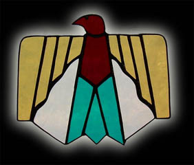 stained glass thunderbird suncatcher
