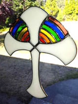 stained glass Cross with Rainbow suncatcher