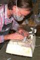 Steve grinding stained glass