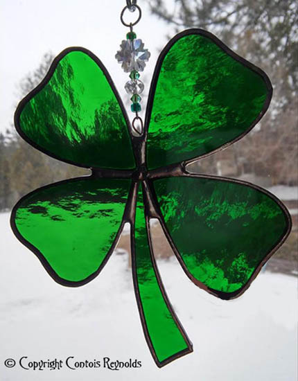 stained glass four leaf clover suncatcher