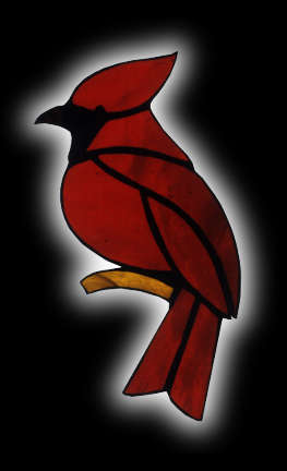 Stained Glass Cardinal Suncatcher, Red Bird