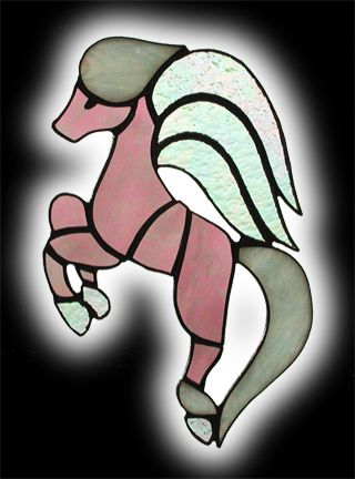 stained glass leaping pegasus suncatcher