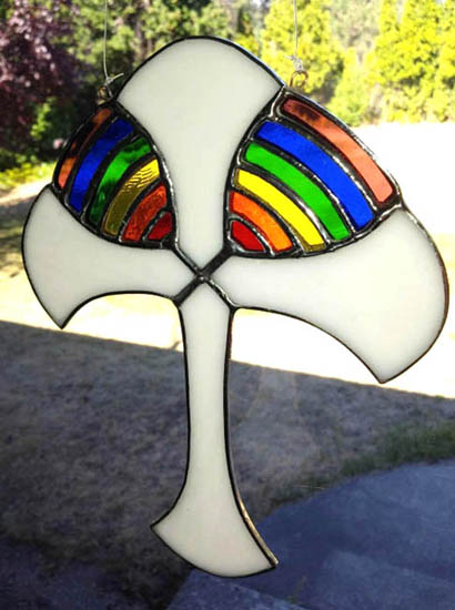 stained glass Rainbow Cross suncatcher