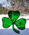 Stained Glass 3 Leaf Clover Shamrock Suncatcher