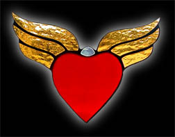 stained glass winged_heart suncatcher